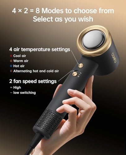 Hair Dryer with Diffuser, CONFU Hair Dryers for Women High Speed Professional Ionic Blow Dryer for Fast Drying, Blow Dryers for Men, Hair for Curly Hair for Home Travel — view 4