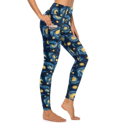 Legging de yoga imprimé ciel étoilé pantalon taille haute qui galbe la silhouette