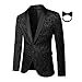 Mgnaie Black Tuxedo for Men Fashion Floral Prom Suit Jackets Regular Fit Dinner Party Wedding Stylish Tuxedo
