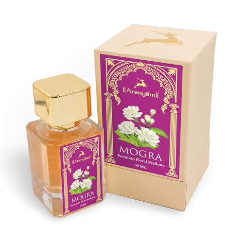 Image of Aranyam Perfumes Mogra Premium Floral Perfume for Women Long Lasting Fragrance 50ml (Eau De Parfum) Gift for Women, No Synthetic Chemicals, Alcohol Free, Liquid