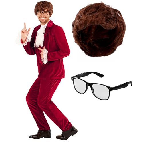 Morph Swinger Costume With Wig Groovy 60s Costumes For Men 60s Costume For Mens Halloween Costumes For Men Large