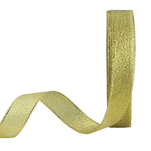 image for VATIN Glitter Metallic Gold Silver Ribbon 3/4 inches Wide Sparkly Fabr