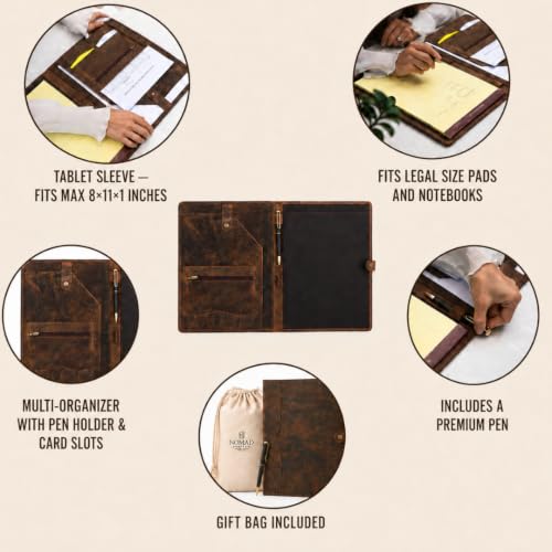 NomadCraftsCo Leather Portfolio with Pen