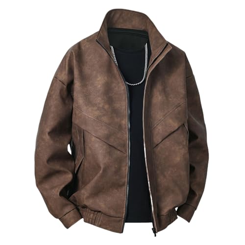 Chaqueta bomber de piel casual para hombre