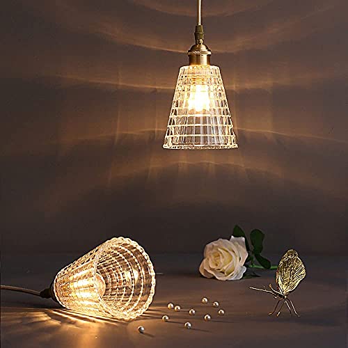 Pendant light en verre ciselé et mini finition laiton post-moderne - 7