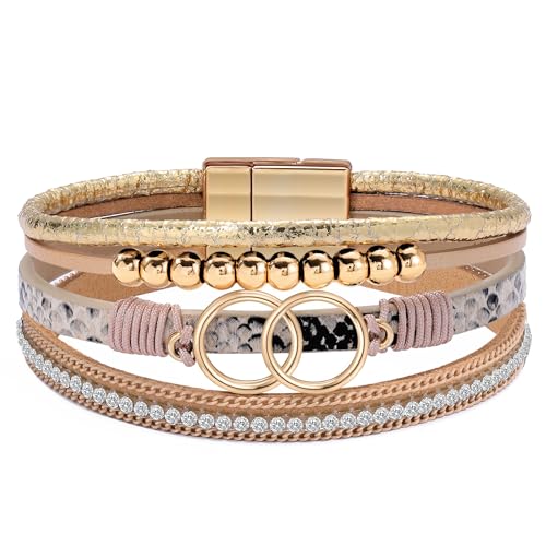 Image of Bracelets for Women, Gifts for Mom Her Christmas Gift 2026 Leather Bracelets for Women Birthday Gift for Daughter Inspirational Wrap Bracelet Sister Friend Teen Girl Gift Layered Stocking Stuffers Jewelry