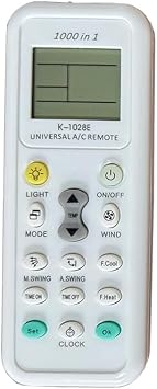 Generic K-1028E Universal Air Conditioner A/C Remote Control,Fit for Haier, Geli,Hitachi, Panasonic, LG, Sharp, Gree, Midea, Bosch, Toshiba, Sanyo,1000+ Grand Style in 1 Air Remote Control, white