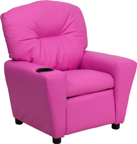 Flash Furniture Contemporary Hot Pink Vinyl Kids Recliner with Cup Holder