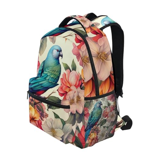 Sac à dos ordinateur imperméable multi-poches SKYSHU oiseau fleur 16" - 3