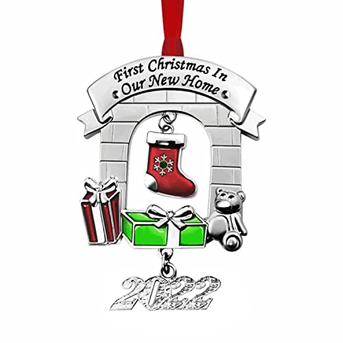 2022 Our First Christmas Ornament in Our New Home Decoration Ornament Perfect Annual Christmas Tree Decoration (Red Green First Christmas in Our New Home)