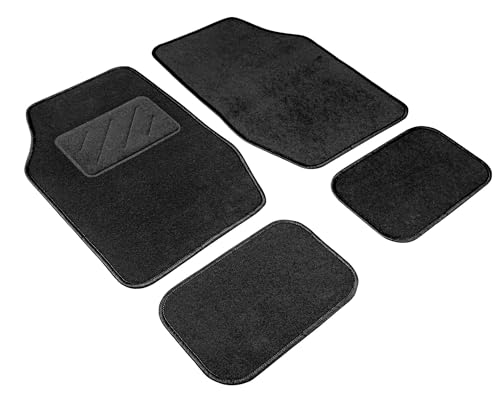 WALSER Auto-Teppich Smart, Universal Fußmatten-Set, Automatten 4-teilig, Allwettermatten, Auto-Schutzmatten-Set, PKW-Teppich schwarz