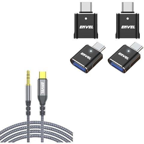 ENVEL AUX to USB C Cable 4 Feet, 4 Pack USB C Male to USB 3.0 Female OTG Converter Cover