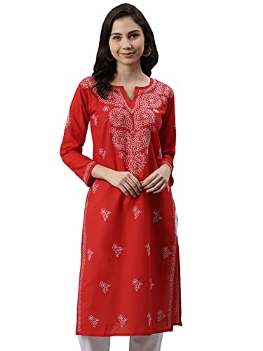 Ada Women's Hand Embroidered Lucknowi Chikan Regular Wear Cotton ...