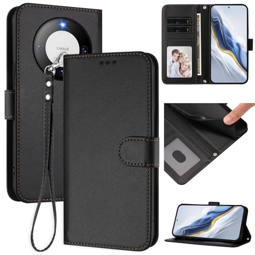 Pzwoxukhov Compatible with Huawei Mate 60 Case Cover,Compatible with Huawei Mate 60 Phone Case,Solid Color flip Shockproof Case Cover Black