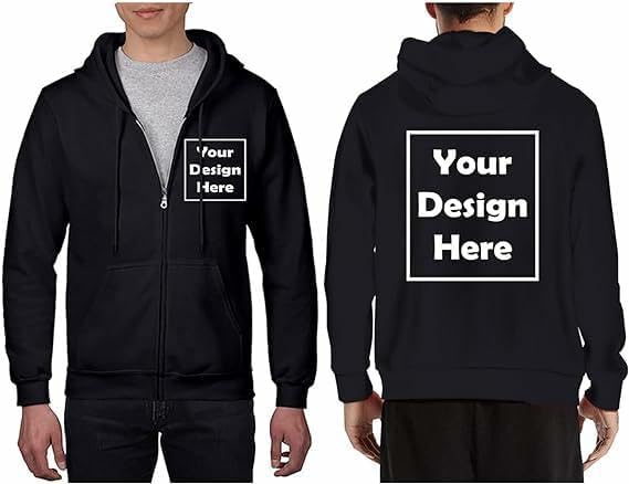 Custom Hoodies For Men Women, Personalized Sweatshirts Customized Full Zip Up Hoodie Design Your Own with Photo Text