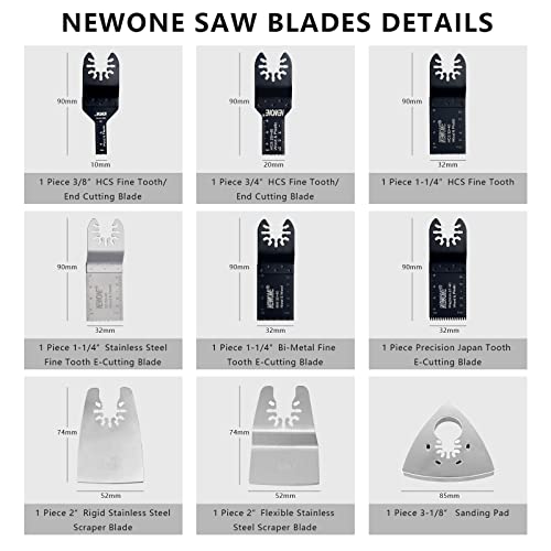 Newone Quick Change 67 Pcs Oscillating Multi Tool Saw Blades Accessories Compatible For Fein Black&Decker Bosch Chicago Roybi Milwaukee Makita Craftsman…… #TOP2