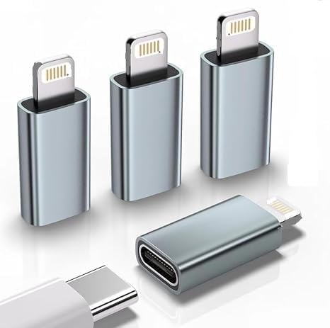 Image of (Apple MFi Certified) (3 Pack USB-C Female to Lightning Cable Adapter, Type-C to 8 Pin Male PD Fast Charging Converter Cord Data Sync Connector for i-Phone 15 14 13 12 11 Air Pods iOS Devices