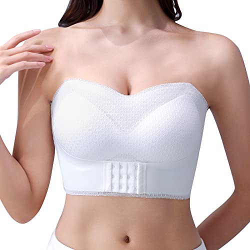 Front Closure Strapless Bras Push Up Bandeau Bra Big Busted Minimizer For Wedding Dress 3Xl White #TOP13