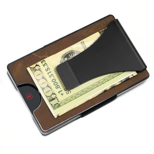 Storus Smart Wallet Leather, Slim Minimalist RFID Blocking Card Holder Money Clip for Men, Gift, Groomsmen, Graduation - Brown4