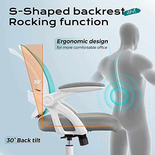 Kerdom Office Chair, Ergonomic Desk Chair, Mesh Computer Chair Height Adjustable, Comfy Swivel Task Chair With Wheels And Flip-Up Arms #TOP3