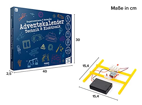 FRANZIS 67117 - Technika a elektronika Adventní kalendář, 24 napínavých experimentů pro adventní čas, vč. 52stranné příručky, pro děti od 8 let