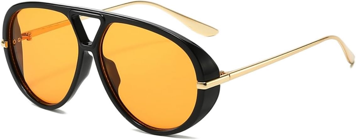 IKANOO Oversized Aviator Sunglasses for Women Men Trendy Large Big Double Bridge Shield 70s Sun Glasses