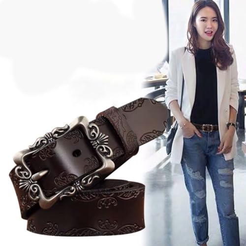 Woman Men Waist Belt for Dresses Nightclub Pin Relief Pattern Buckle Waist Belt2