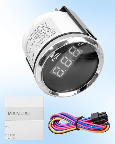 Image of 0-90 ohm Boat Fuel Gauge, Waterproof Marine Fuel Level Gauge, Gas Fuel Tank Meter Gauge for Car RV Truck Vehicle, with 52mm Dial & LED Backlight & Digital Display, Black