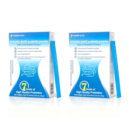 9 YOUNG-BASIC Organic Probiotic Powder for Women and Men - Probiotics 500 Billion CFU - High Bifido Quick-Acting Formula with Enzymes, Prebiotics for Digestive and Immune Health - 20-Day Max Care (2)