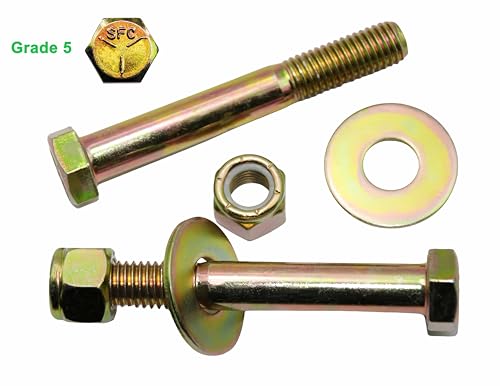 Image of 5 /8 inch x 4-1 /2 inch Hex Head Bolt by Color Galvanization with Nylon Lock nut and Large Size Washer Assortment Kit,Alloy Steel,Grade 5.(4pcs Pack). by Metalsuberg