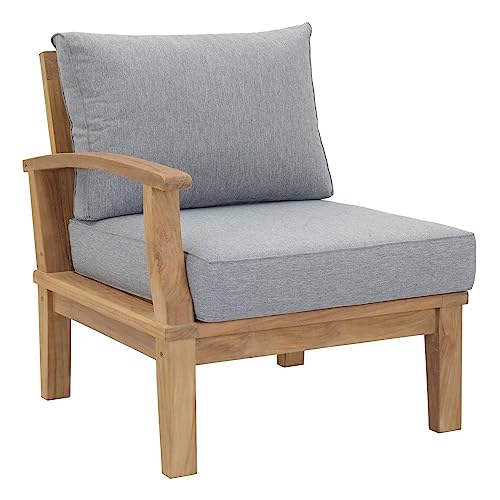 Modway Eei-1148-Nat-Gry-Set Marina Premium Grade A Teak Wood Outdoor Patio, Left-Facing Sofa, Natural Gray #TOP20