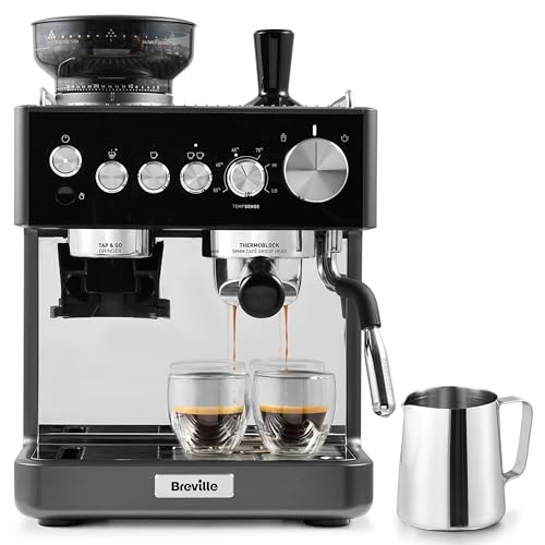 Breville Barista-Espressomaschine „Sense“ | Komplett-Kaffeemaschine mit integrierter Kaffeemühle und Milchaufschäumer | TempSense-Dampfstab | italienische 15-bar-Pumpe | Schwarz [VCF187X]