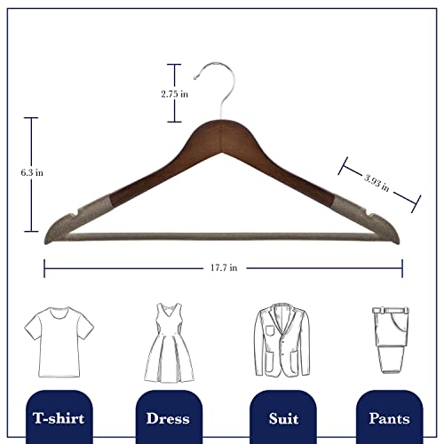 Samsarc Wooden Hanger - Suit Hangers For Men Non Slip - Luxury Natural Lotus Wood & Velvet Hangers For Hanging Pants, Suits, Dress & Skirts -360° Rotating Hook Hangers Wood - Wooden Hangers 20 Pack #TOP3