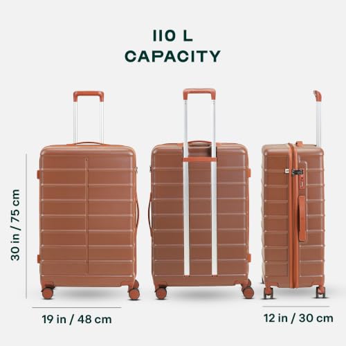 Image of Assembly Odyssey 28 Inch (75cm) Large Check-in Trolley Bag Hard Shell Polycarbonate Suitcase Lightweight with TSA Lock 8 Spinner Wheels Brown
