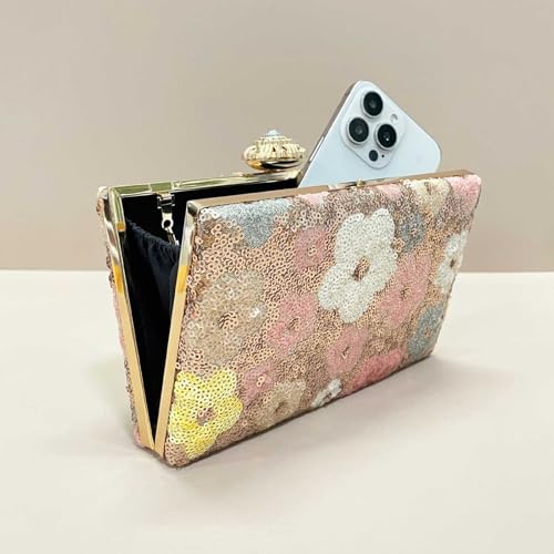 Clutch Purses for Women, Sequins Evening Bag, Hard Box Crossbody Bag miniatura 4
