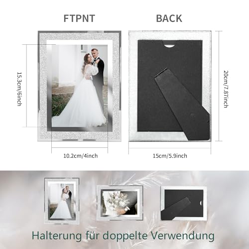 AZKEEGREY 3er-Set Glas Bilderrahmen 15x20, Silber Glitter Fotorahmen, Photo Frame Rahmen für Baby, Familienfotos, Hochzeitsfotos
