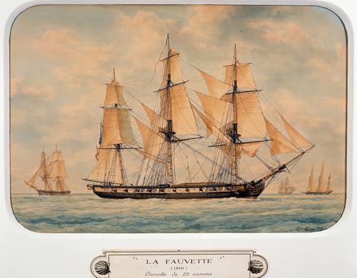 Tableau la Corvette Fauvette de François Geoffroy Roux impression d'art sur toile 60x90cm