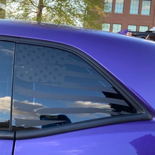 Image of American Flag Decal Car Rear Side Window Sticker Matte Black Rear Quarter Window DIY Sticker Left Right Side Window Cling Car Exterior Decoration Accessories, for Dodge Challenger 2008-2024