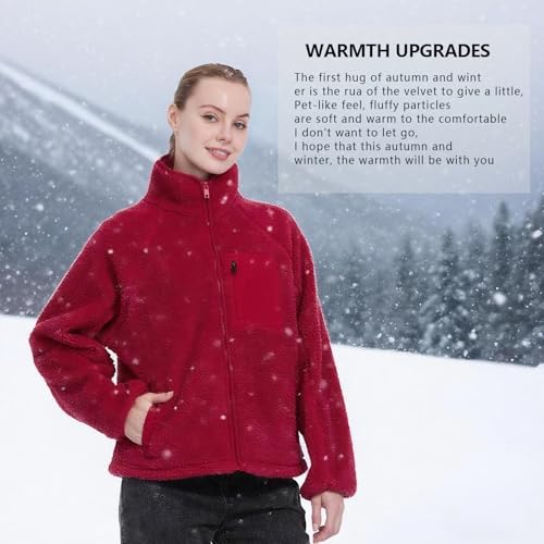 290G Thickened Women's Fleece Jackets Full Zip High Collar Coats Long Sleeve Casual Outdoor Jacket3