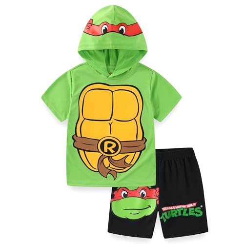 Nickelodeon Teenage Mutant Ninja Turtles Boys Hooded Shirt and Short Set for Toddler and Big Kids