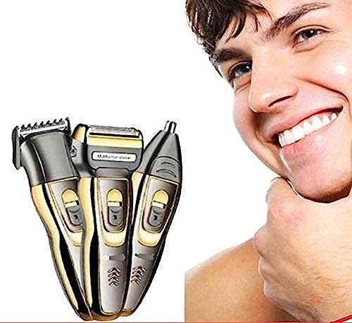 Image of THE DIFFERENCE Men Geemy Gm 595 Electric Clipper Hair Cut Grooming Set 3-In-1 Beard Nose & Ear Trimmer Shaving Zero Machine, Multicolor