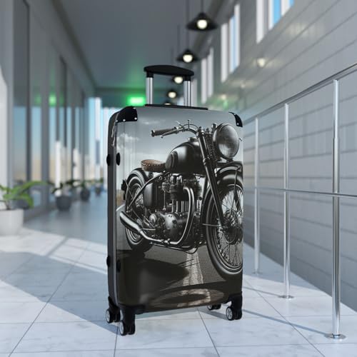 Vintage Motorcycle Suitcase, Travel Luggage, Gift for Travelers, Designer Carry-On, Spinner4