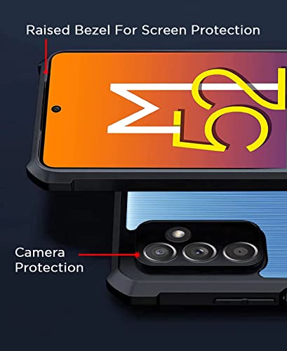 Image of Pikkme Ultra Hybrid Back Cover for Samsung Galaxy M52 5G | Raised Edges |Crystal Clear Transparent | Full Camera Protection Bumper Case (Black)