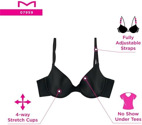 Maidenform Women's One Fab Fit T-Shirt Bra, Black,32 C US - 4