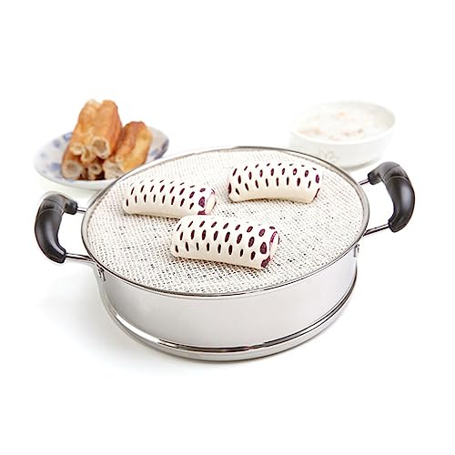 FONDOTIN Baumwoll Dämpfer Tuch Wiederverwendbar Einlagig Steamer Cloth Dampfgartuch für Dim Sum und Teigtuch Dämpfer Matte Küchenzubehör Beige