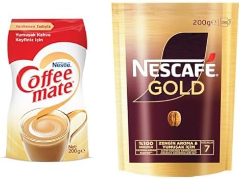 Nestlé Coffee Mate Kahve Beyazlatıcısı 200 g Ekopaket ve Nescafé Gold Çözünebilir Kahve Ekopaket, 200 g
