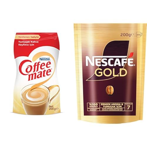 Nestlé Coffee Mate Kahve Beyazlatıcısı 200 g Ekopaket ve Nescafé Gold Çözünebilir Kahve Ekopaket, 200 g