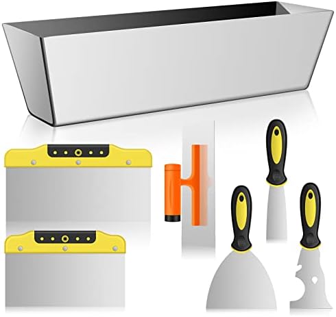 Sdeimuv 7-Piece Drywall Repair Kit, Stainless Steel Putty Knife Set with Taping Knives, Paint Scrapers, Finishing Trowel and Mud Pan