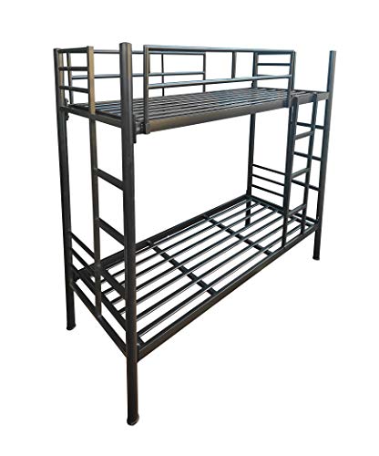 Metal Bunk Bed Without Storage Without Mattress (2.5 x 6 Feet, Black Powder Coated)