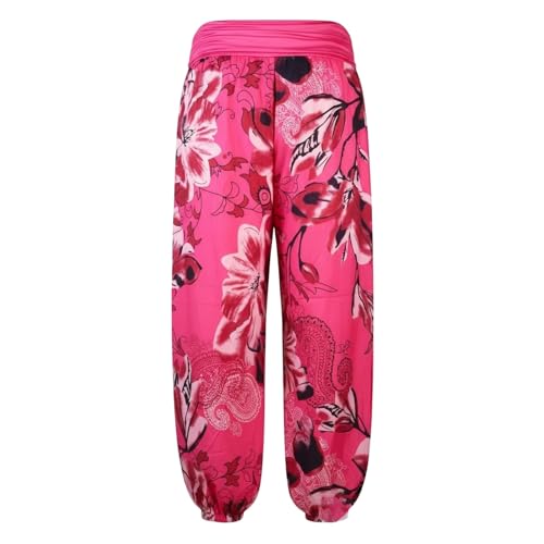 Pantalon décontracté confortable et durable à imprimé intégral rose avec jambes amples 3XL - 2